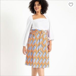 Eloquii Printed Wrap Shirt with Belt